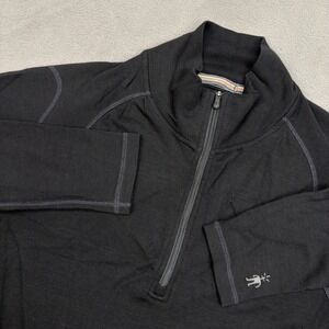 Smartwool Merino 250 Men's M Baselayer 1/4 Zip Pullover Long Sleeve Black FLAWS